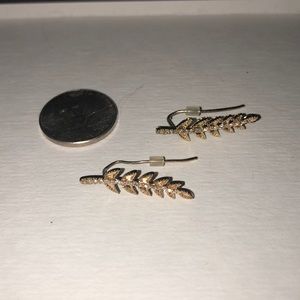 Large “leaves” dangle earrings CZ